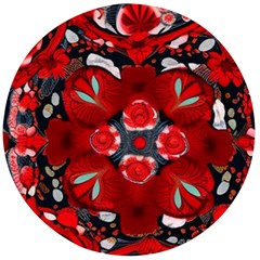 Mid Century Retro Floral 1970s 1960s Pattern 105 Wooden Bottle Opener (round)