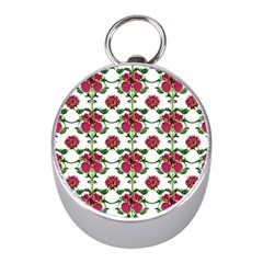 Retro 1880s Flowers Pattern 2 Mini Silver Compasses