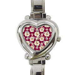 Retro 1880s Flowers Pattern Heart Italian Charm Watch