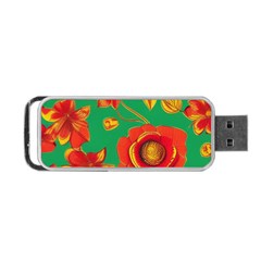 Mid Century Retro Floral 1970s 1960s Pattern 89 Portable Usb Flash (two Sides)
