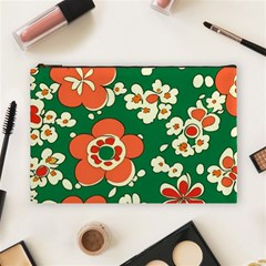 Mid Century Retro Floral 1970s 1960s Pattern 94 Cosmetic Bag (large)