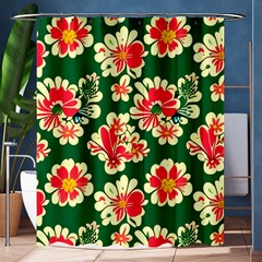 Retro 40s 50s Mexico Flowers Pattern 2 Shower Curtain 60  X 72  (medium) 