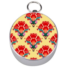 Retro 40s 50s Mexico Flowers Pattern 4 Silver Compasses by violetheavensky