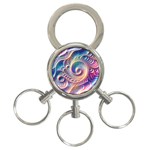 Abstract Fractal Art Swirl Pattern 3-Ring Key Chain Front