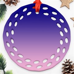 Navy Blue To Cotton Candy Pink Linear Gradient Ornament (round Filigree) by GradientsOmbre