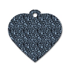 Blue Giraffe Pattern Dog Tag Heart (two Sides)