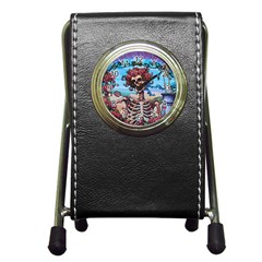Grateful Dead Hippie Peace Roses Rock Music Legend Pen Holder Desk Clock by Tsamara