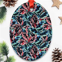 Leaves Nature Pattern Patterns Colorful Oval Ornament (two Sides)
