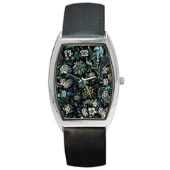 Pattern Flower Plants Leaves Nature Barrel Style Metal Watch