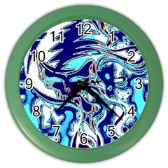 Trippy Dippy Bears Blue Dancing Greatful Dead Skull Steal Your Face Color Wall Clock by Salmanaz77