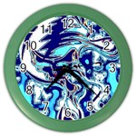 Trippy Dippy Bears Blue Dancing Greatful Dead Skull Steal Your Face Color Wall Clock Front