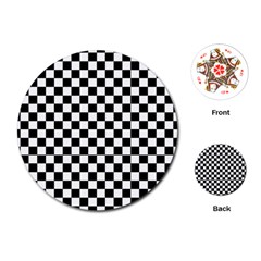 Pattern Checkered Squares Black White Pattern Playing Cards Single Design (round) by Sabxi