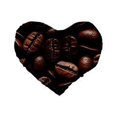 Coffee Beans Standard 16  Premium Flano Heart Shape Cushions by Sabxi