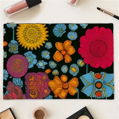 Mid Century Retro Floral 1970s 1960s Pattern 77 Cosmetic Bag (xxl)