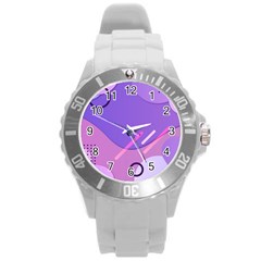 Colorful Labstract Wallpaper Theme Round Plastic Sport Watch (l)