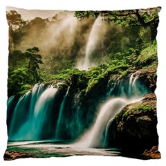 Waterfall Rocks Jungle Forest Standard Premium Plush Fleece Cushion Case (two Sides)