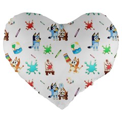 Bluey, Bluey Merch, Bluey Pattern, Bluey Bluey, Bingo, Bluey Design, Bluey Dog Large 19  Premium Heart Shape Cushions by avitendut