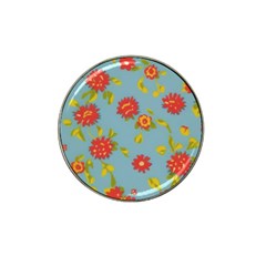 Mid Century Retro Floral 1970s 1960s Pattern 78 Hat Clip Ball Marker (10 Pack)
