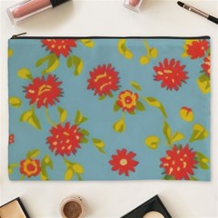 Mid Century Retro Floral 1970s 1960s Pattern 78 Cosmetic Bag (xxxl)