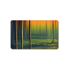 Outdoors Night Moon Full Moon Trees Setting Scene Forest Woods Light Moonlight Nature Wilderness Lan Magnet (name Card)