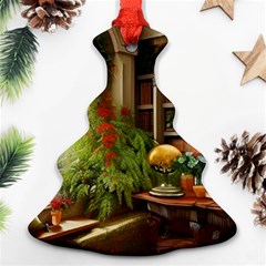 Room Interior Library Books Bookshelves Reading Literature Study Fiction Old Manor Book Nook Reading Christmas Tree Ornament (two Sides)