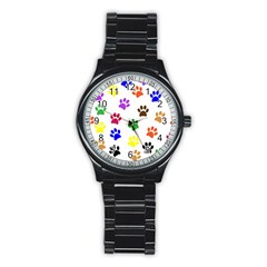 Pawprints Paw Prints Paw Animal Stainless Steel Round Watch