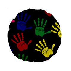 Handprints Hand Print Colourful Standard 15  Premium Round Cushions