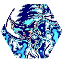 Trippy Dippy Bears Blue Dancing Greatful Dead Skull Steal Your Face Wooden Puzzle Hexagon by Salmanaz77